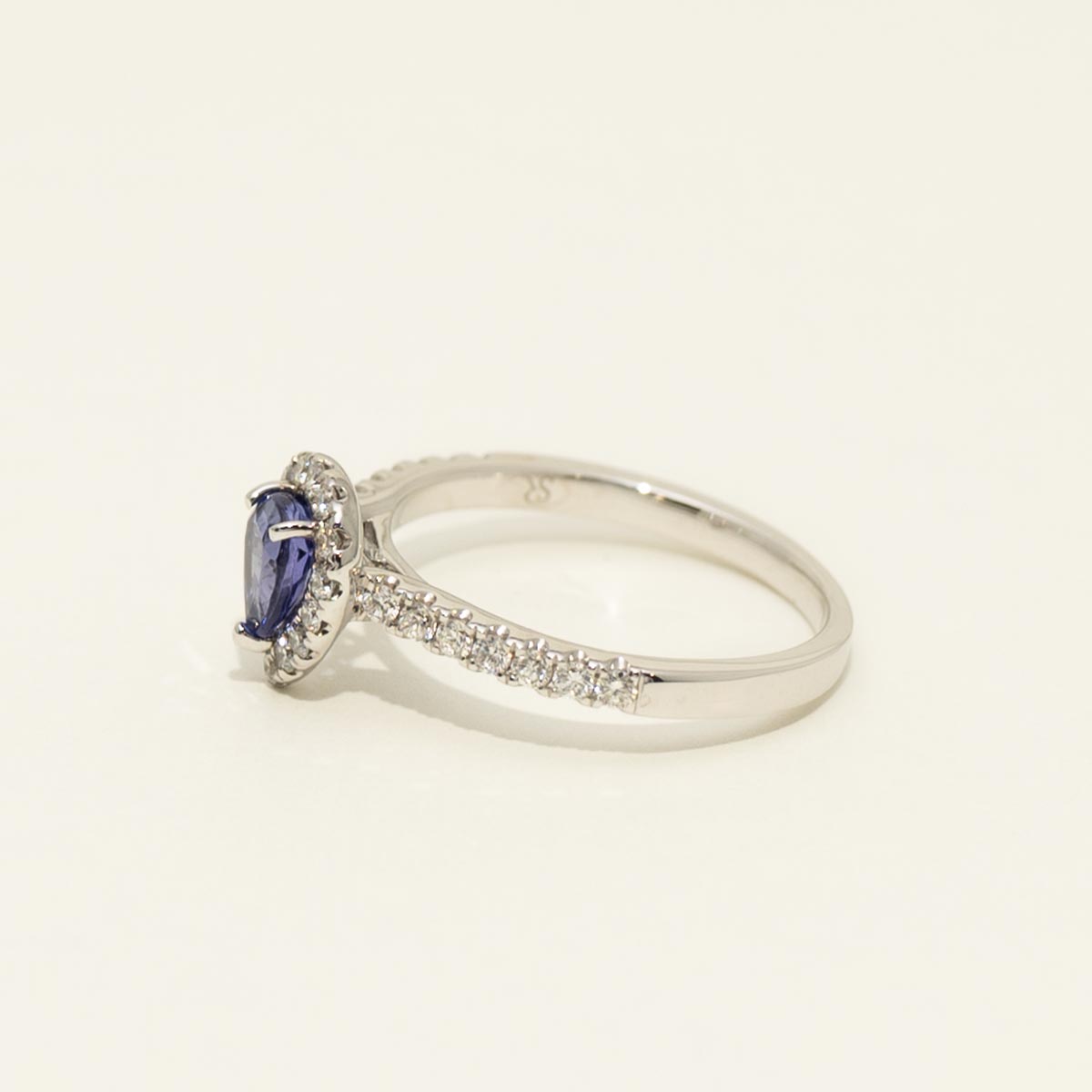 Pear Shape Tanzanite Ring in 14kt White Gold with Diamonds (3/8ct tw)