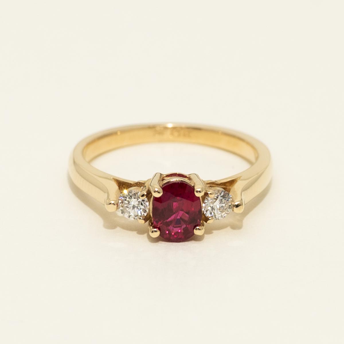 Oval Ruby Ring in 14kt Yellow Gold with Diamonds (1/4ct tw)