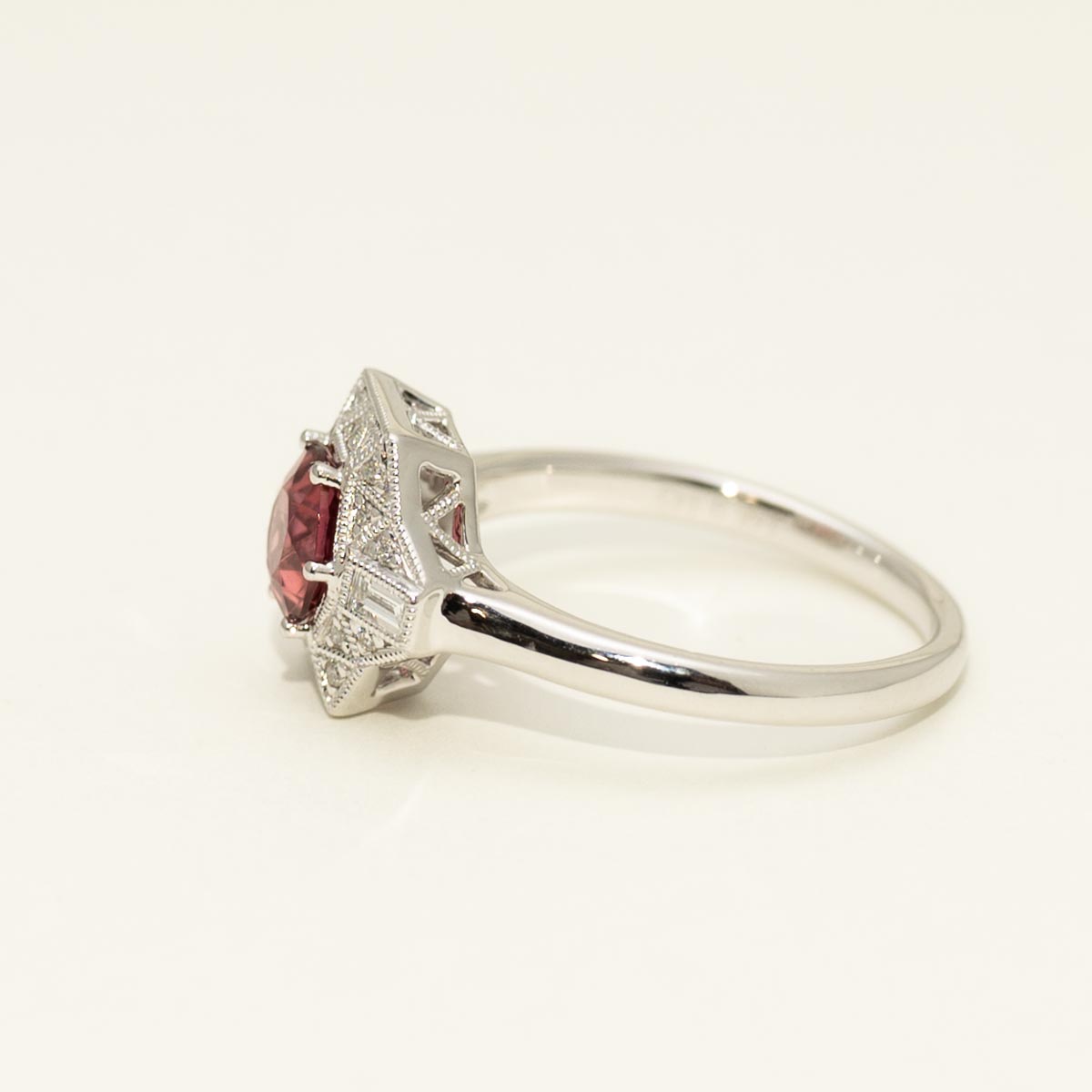Pink Tourmaline Ring in 14kt White Gold with Diamonds (1/7ct tw)
