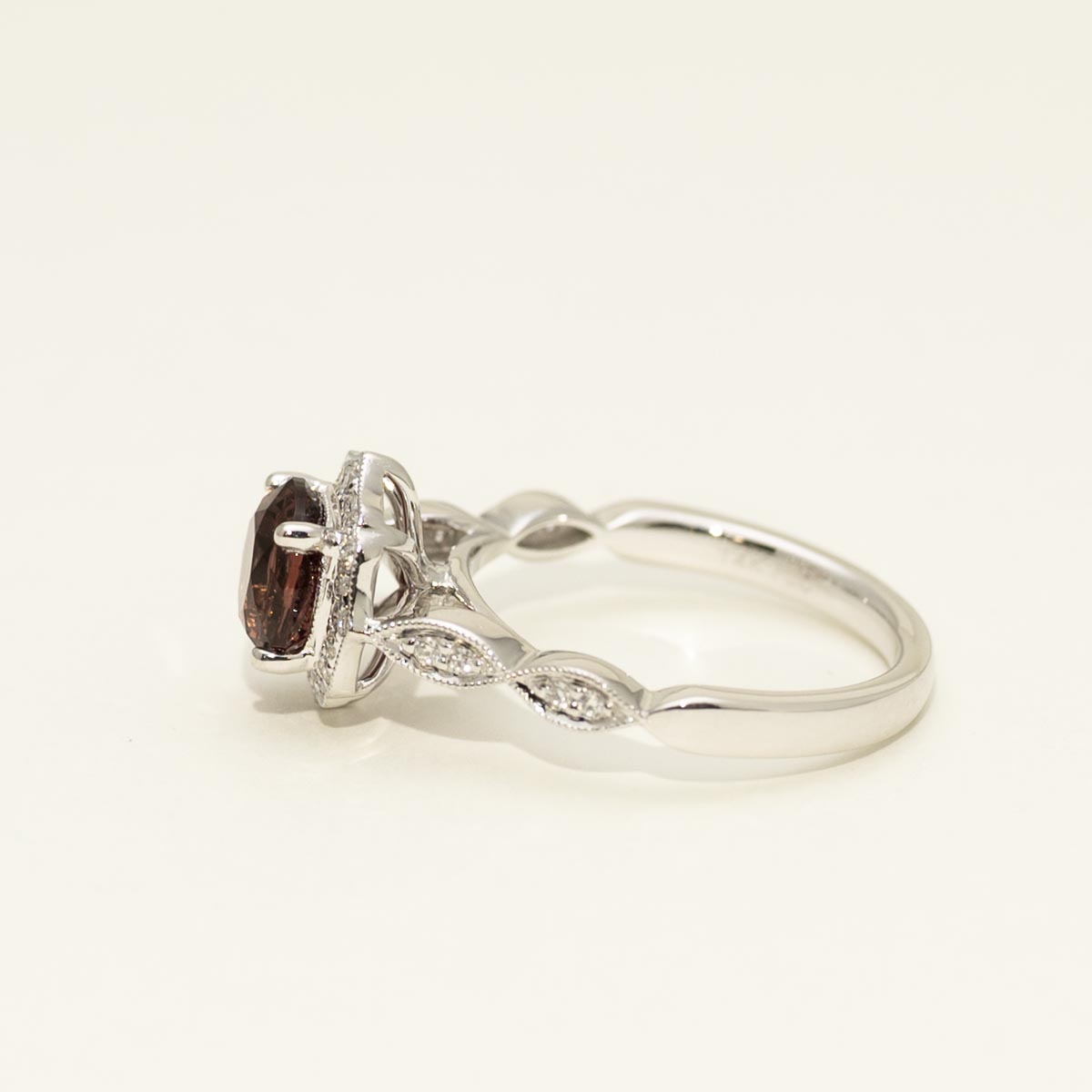 Maine Pink Tourmaline Ring in 14kt white Gold with Diamonds (1/7ct tw)