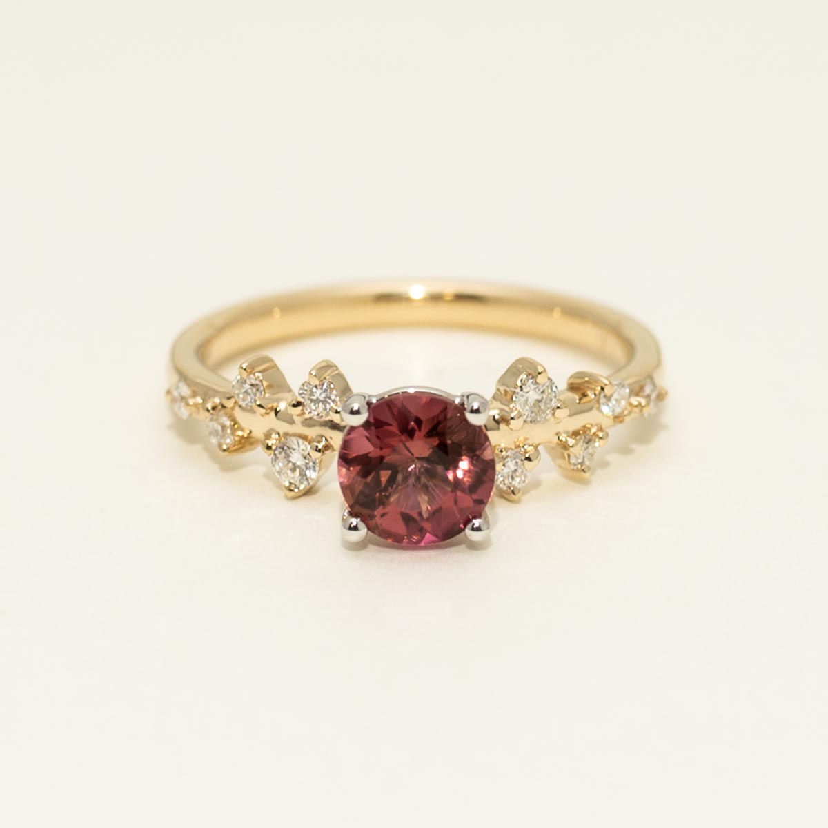 Maine Pink Tourmaline Ring in 14kt Yellow and White Gold with Diamonds (1/5ct tw)