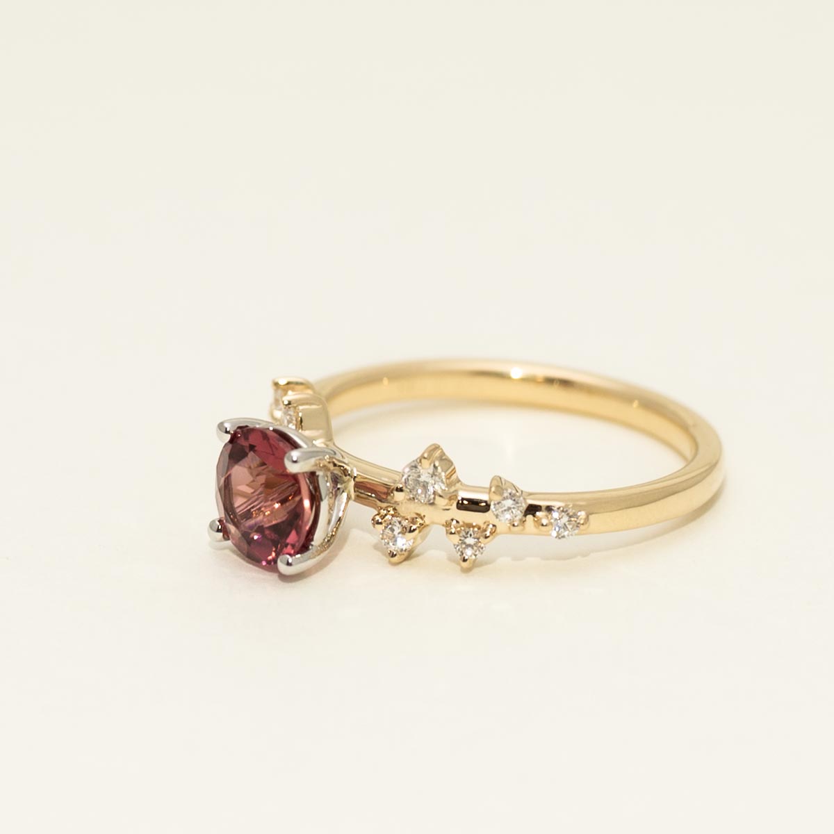 Maine Pink Tourmaline Ring in 14kt Yellow and White Gold with Diamonds (1/5ct tw)