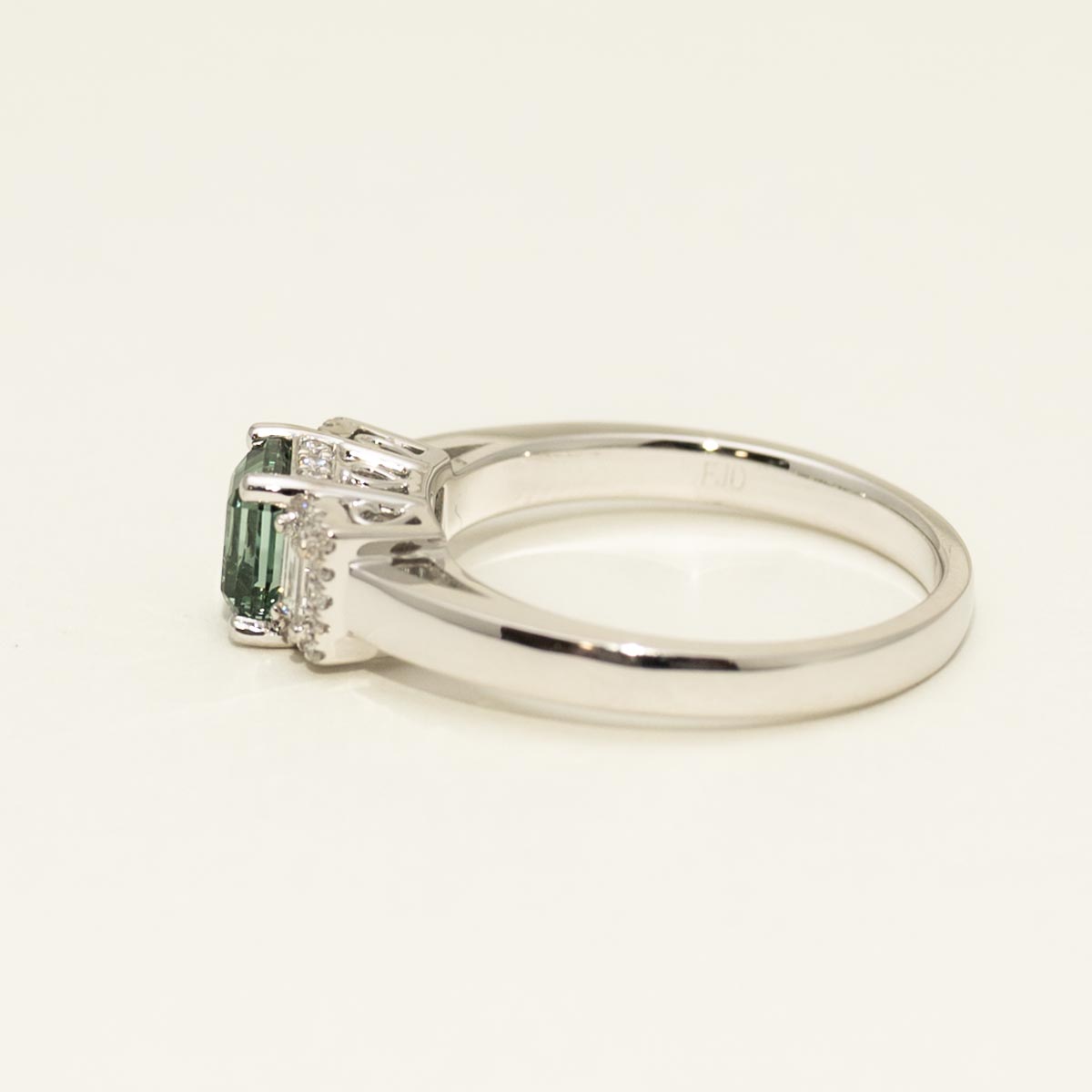 Radiant Cut Maine Green Tourmaline Ring in 14kt White Gold with Diamonds (1/4ct tw)