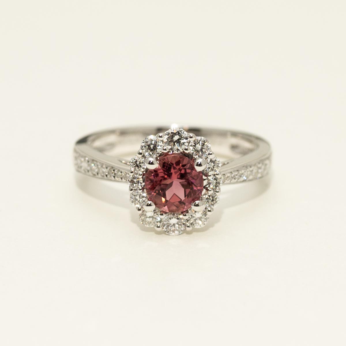 Pink Tourmaline Ring in 14kt White Gold with Diamonds (1/7ct tw)
