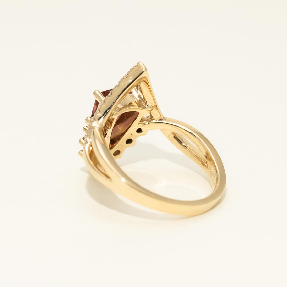 Trillion Maine Pink Tourmaline Ring in 14kt Yellow Gold with Diamonds (1/2ct tw)