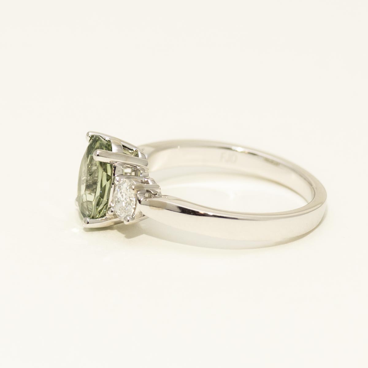 Oval Maine Green Tourmaline Ring in 14kt White Gold with Diamonds (1/3ct tw)