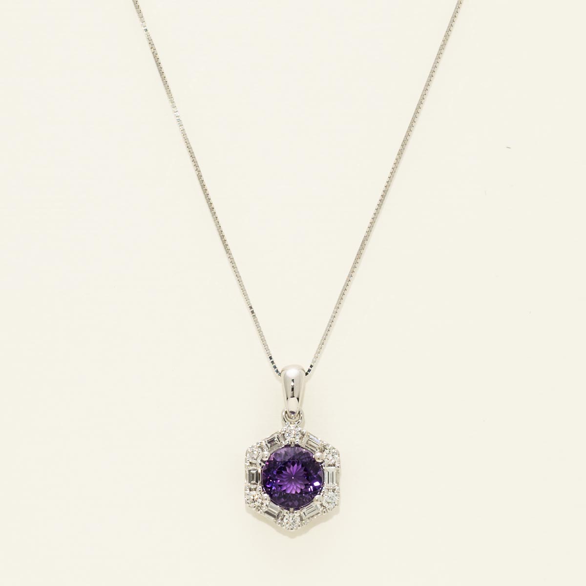 Maine Amethyst Necklace in 14kt White Gold with Diamonds (1/2ct tw)