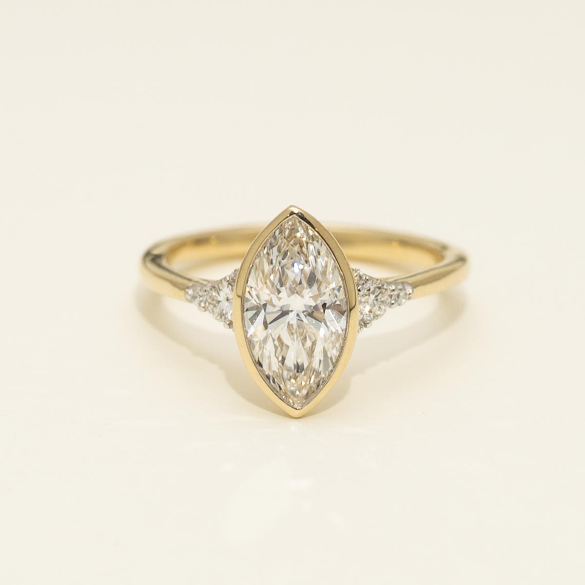 Lab Grown Marquise Diamond Bezel Engagement Ring in 14kt Yellow Gold (1 5/8ct tw)