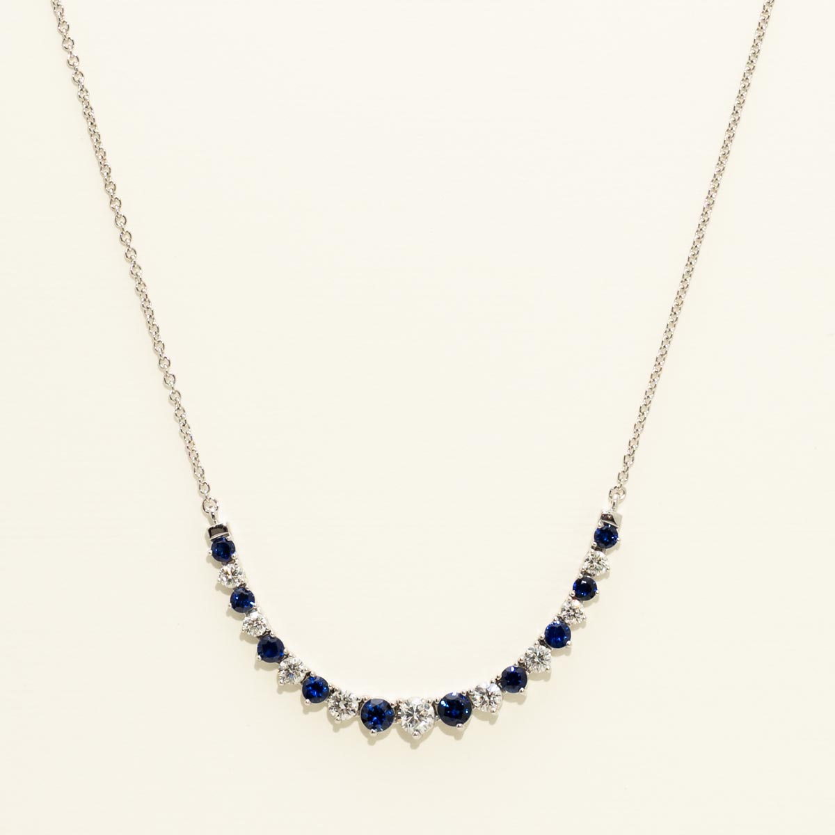 Sapphire Flexible Bar Necklace in 18kt White Gold with Diamonds (3/4ct tw)