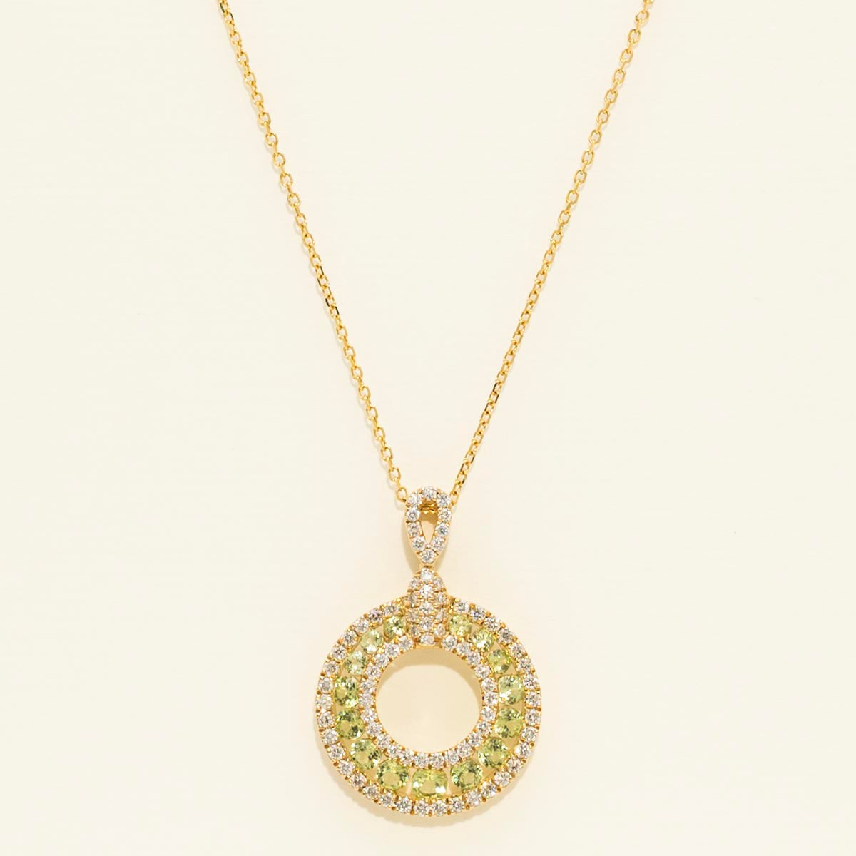 Peridot Circle Necklace in 14kt Yellow Gold with Diamonds (3/8ct tw)