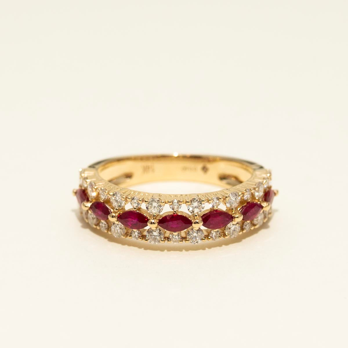 Marquise Ruby Fashion Ring in 14kt Yellow Gold with Diamonds (5/8ct tw)