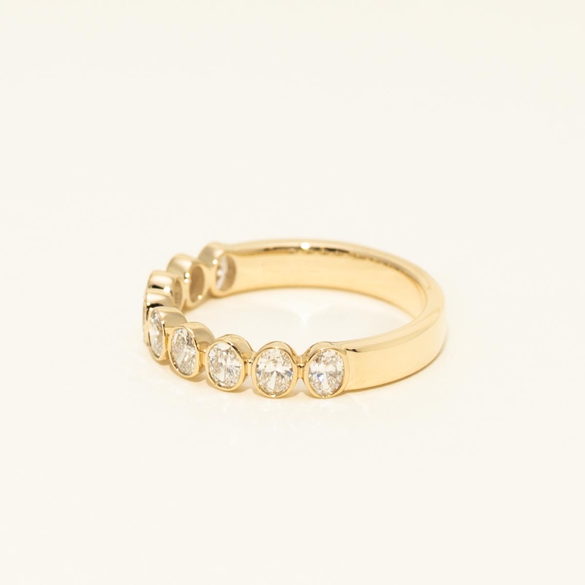 Oval Diamond Bezel Set Wedding Band in 14kt Yellow Gold (7/8ct tw)