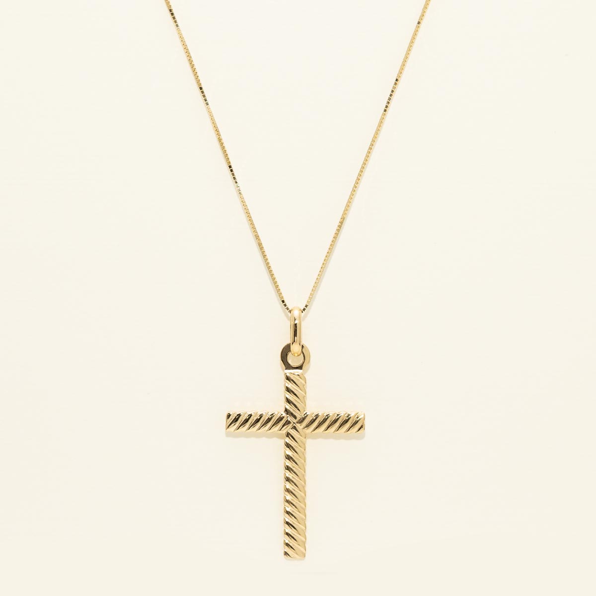 Textured Cross Necklace in 14kt Yellow Gold