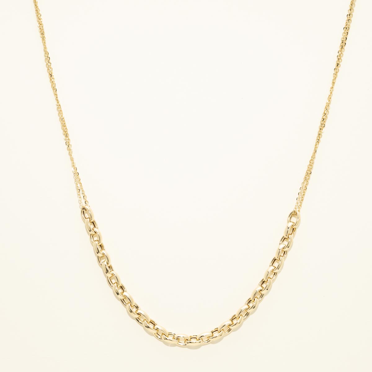 Oval Link and Cable Necklace in 14kt Yellow Gold