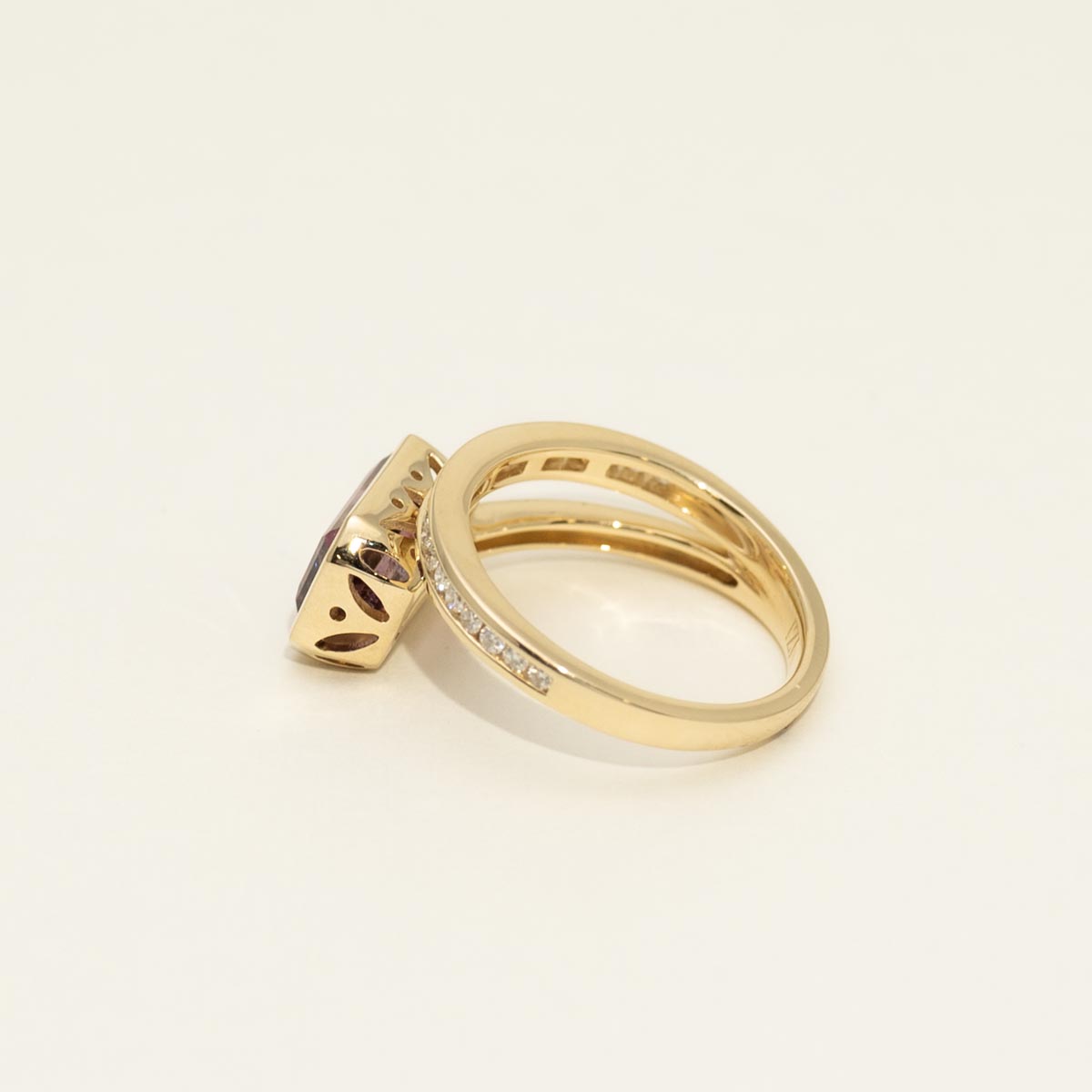 Bicolor Tourmaline Emerald Ring in 14kt Yellow Gold with Diamonds (1/5ct tw)