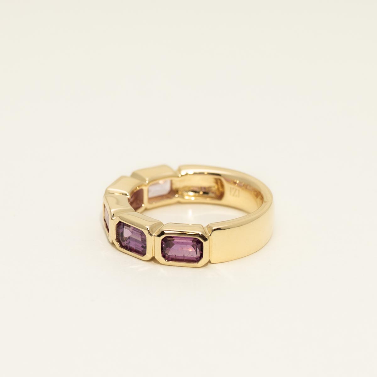 Purple Sapphire Emerald Cut Ring in 14kt Yellow Gold