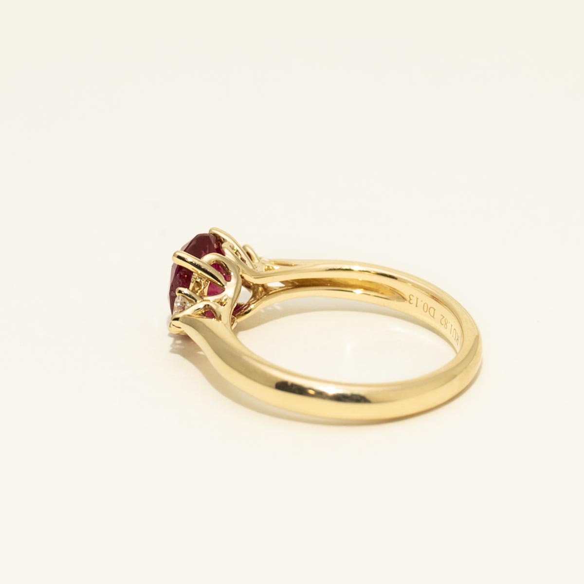 Oval Ruby Ring with Diamonds in 14kt Yellow Gold (1/7ct tw)