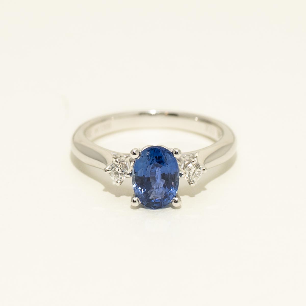 Oval Sapphire Ring with Diamonds in 14kt White Gold (1/10ct tw)