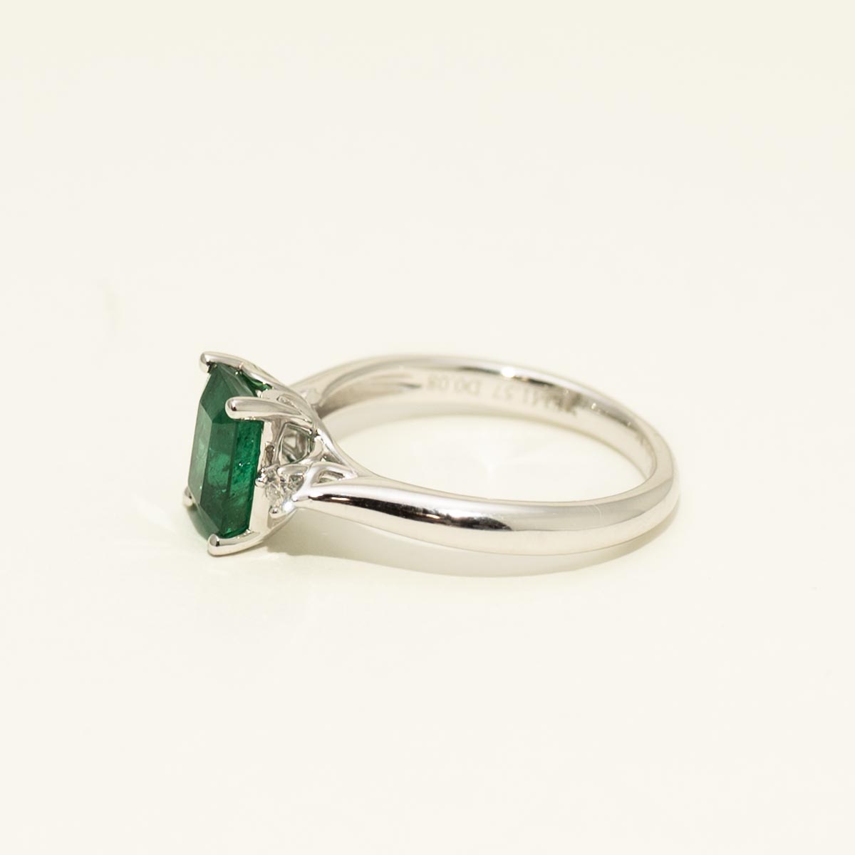 Emerald Ring with Diamonds in 14kt White Gold (1/10ct tw)