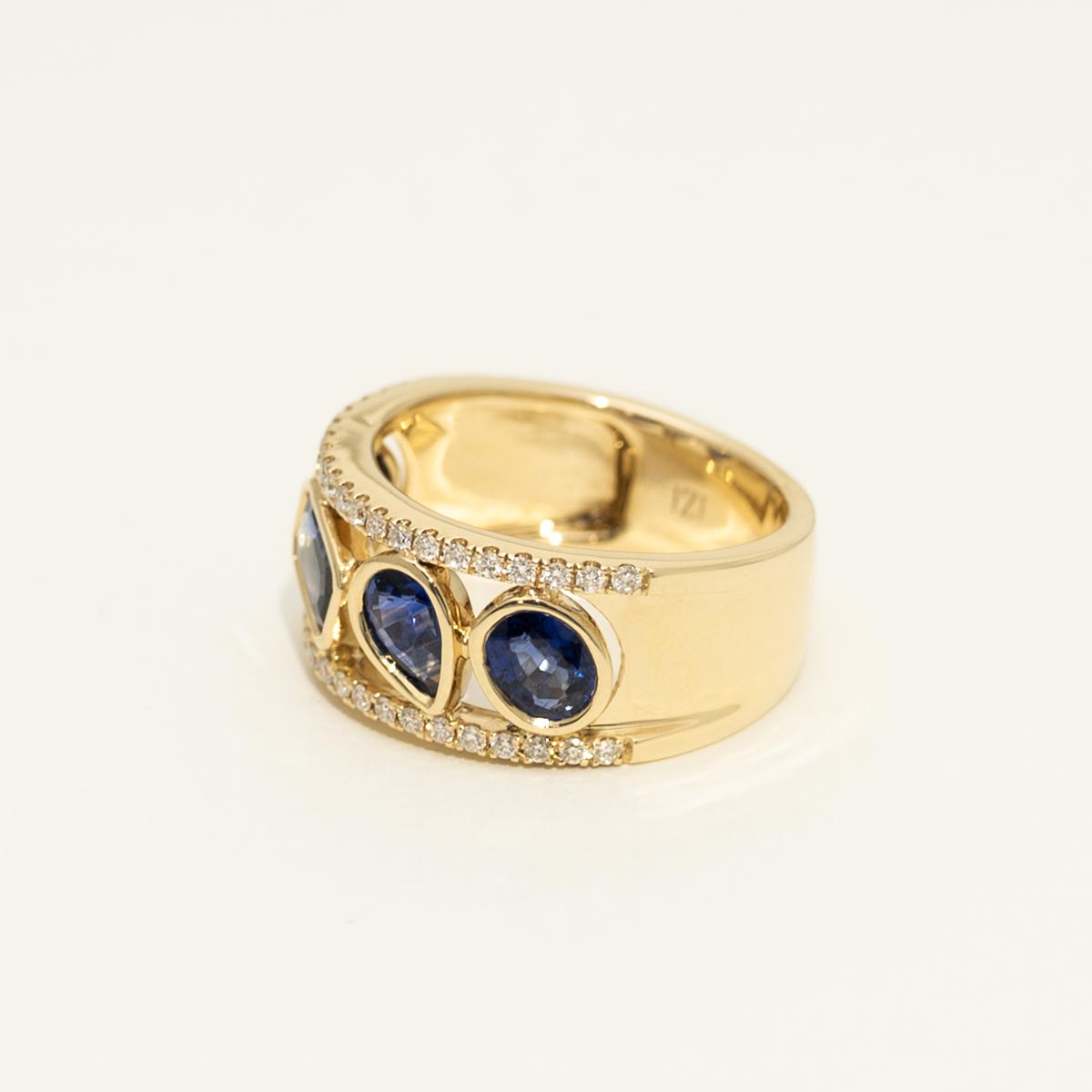 Multi Shape Sapphire Ring in 14kt Yellow Gold with Diamonds (1/4ct tw)