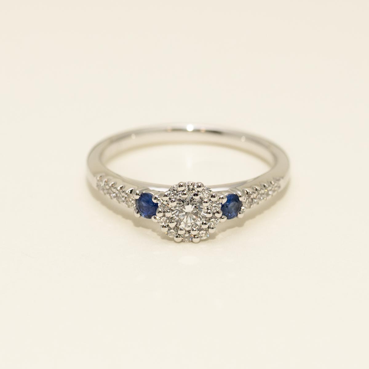 Diamond and Sapphire Engagement Ring in 14kt White Gold with Sapphire  (1/3ct tw)