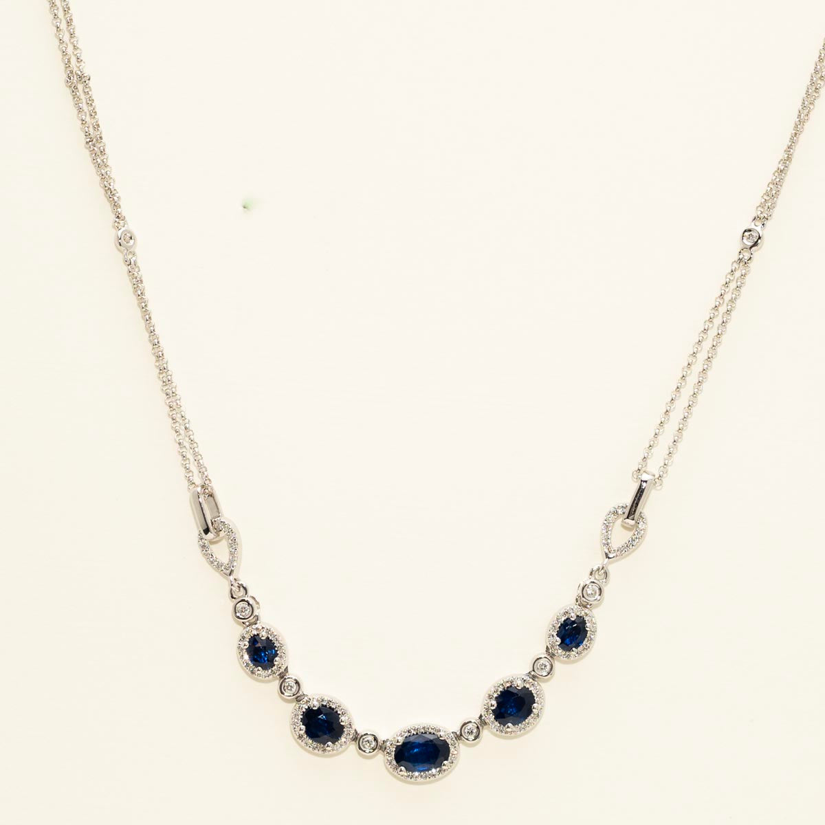 Dabakarov Sapphire necklace in 14kt White Gold with Diamonds (3/8ct tw)