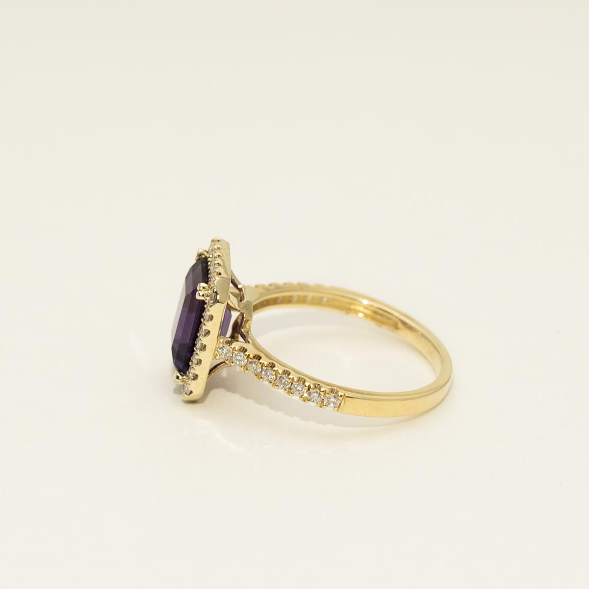 Dabakarov Emerald Cut Amethyst Ring in 14kt Yellow Gold with Diamonds (3/8ct tw)