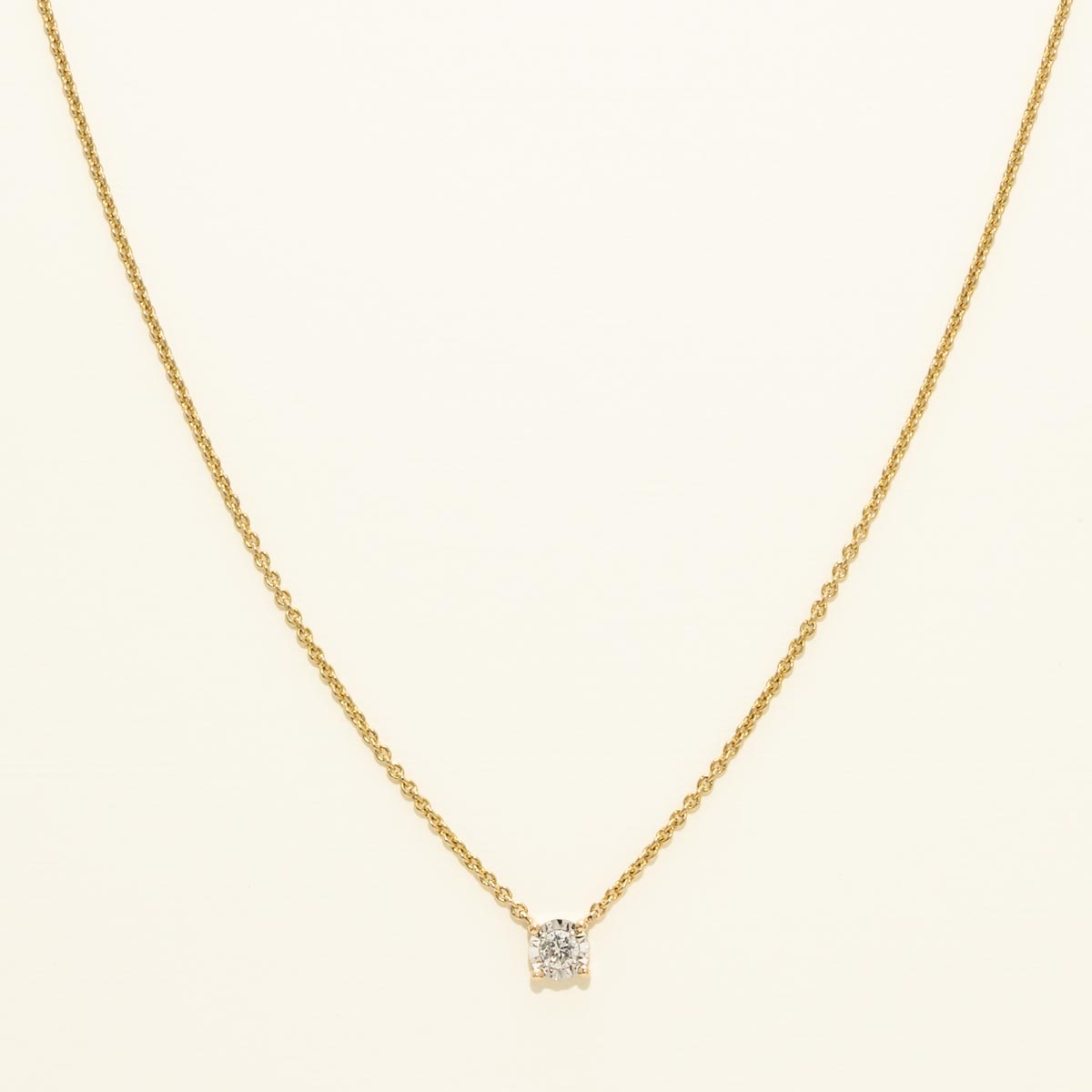 Diamond Solitaire Necklace in 14kt Yellow Gold  (1/10ct tw)
