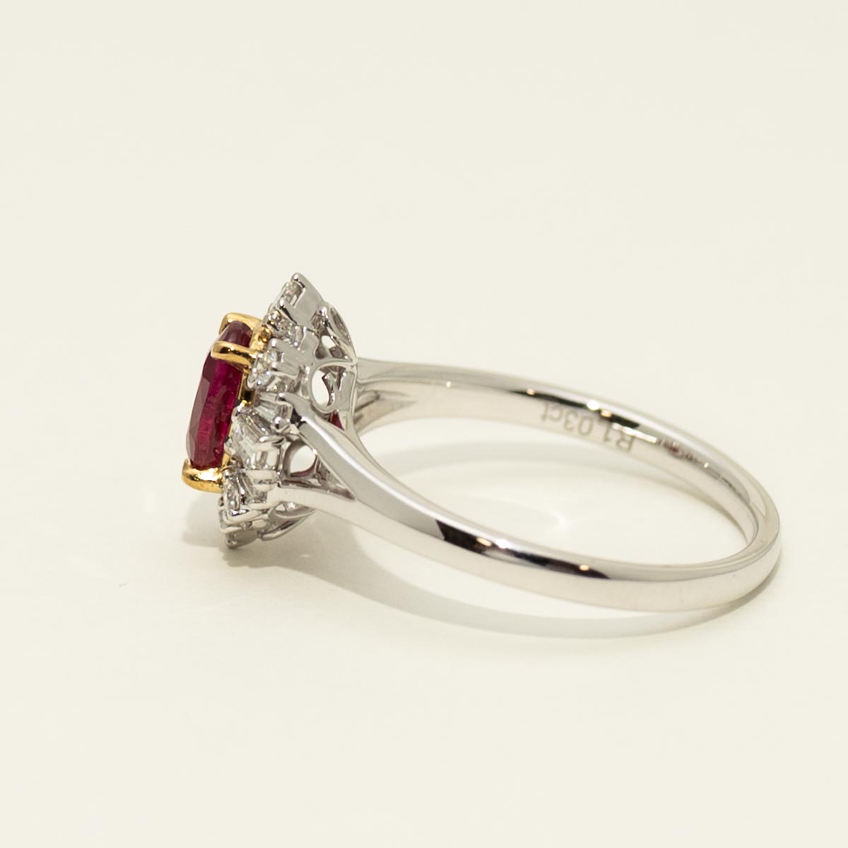 Oval Ruby Ring in 18kt White and Yellow Gold with Diamonds (1/3ct tw)