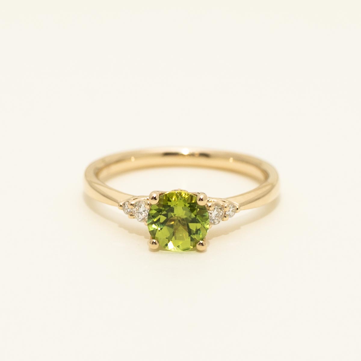 Peridot Ring in 14kt Yellow Gold with Diamonds (1/10ct tw)