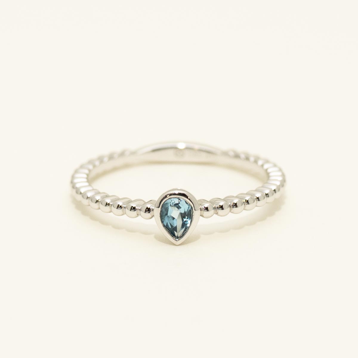 Pear Shaped Swiss Blue Topaz Ring in 14kt White Gold