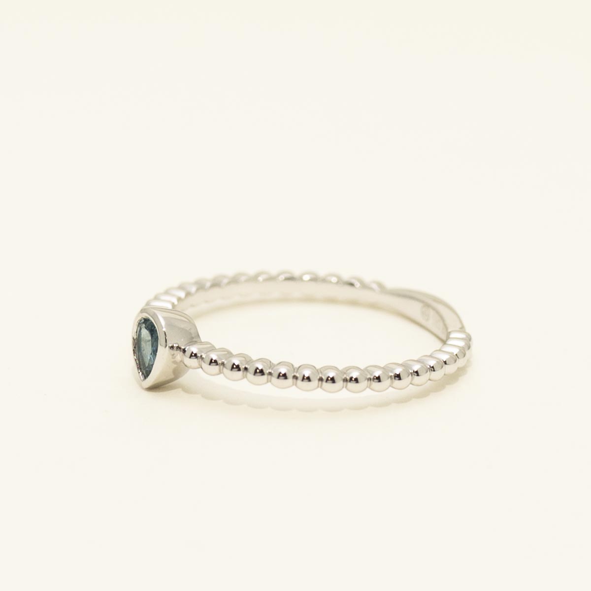 Pear Shaped Swiss Blue Topaz Ring in 14kt White Gold