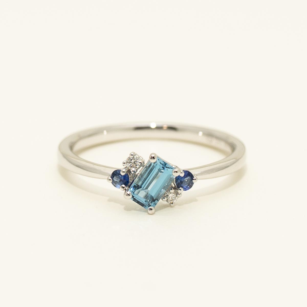London Blue Topaz and Sapphire Ring in 14kt White Gold with Diamonds (.03ct tw)