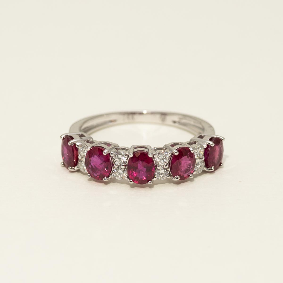 Oval Ruby Ring in 14kt White Gold with Diamonds (1/4ct tw)