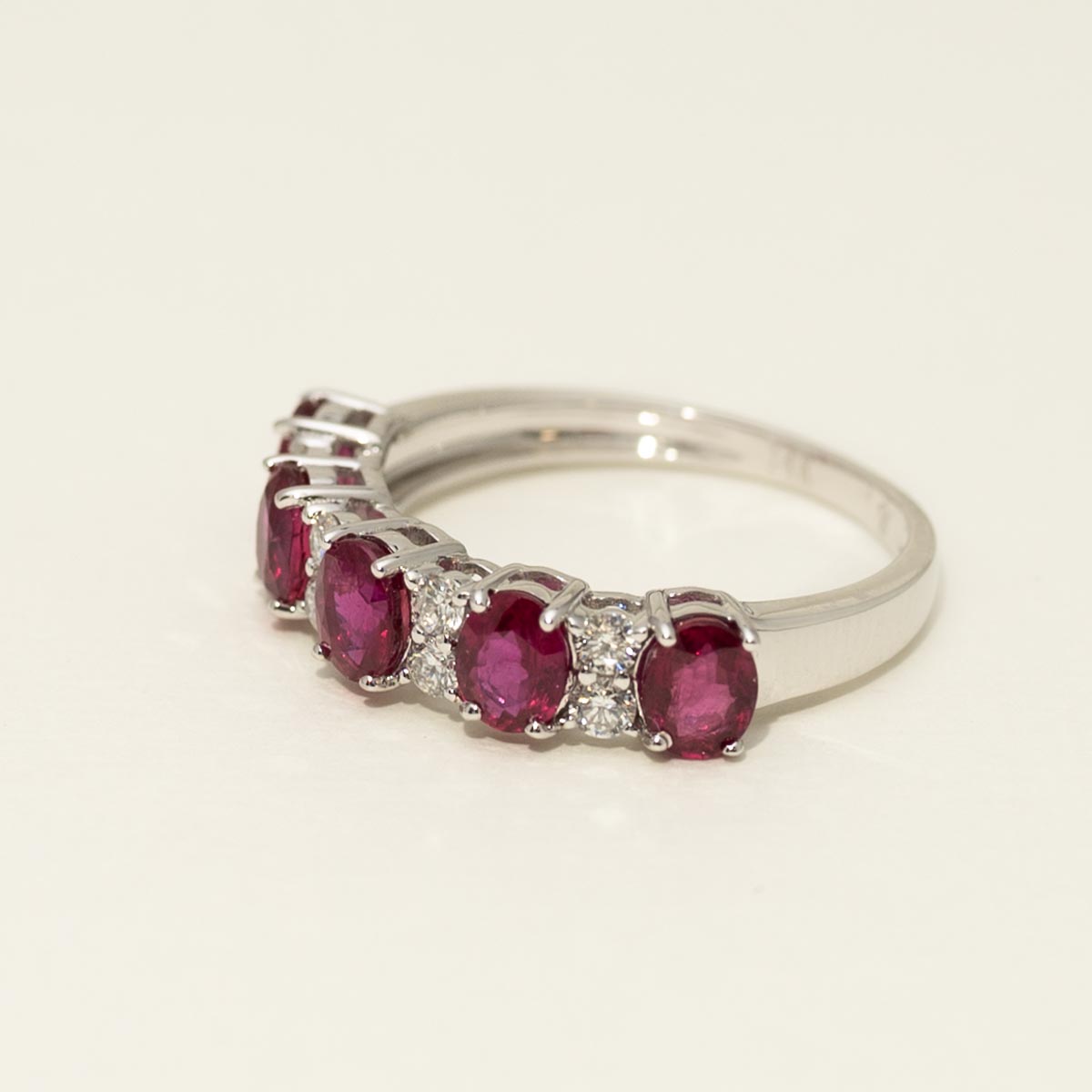 Oval Ruby Ring in 14kt White Gold with Diamonds (1/4ct tw)