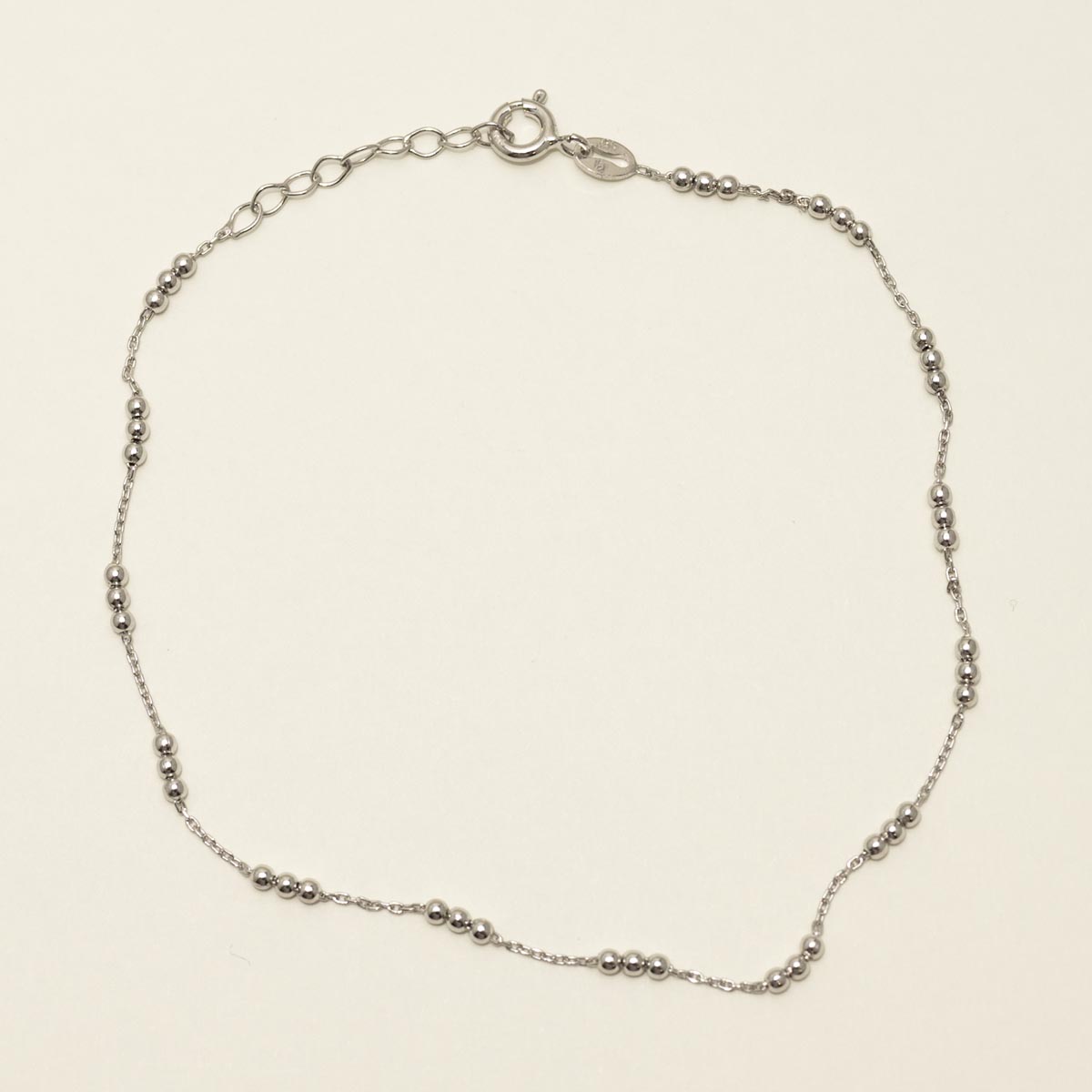 Bead Ankle Bracelet in Sterling Silver (9-10 inches)