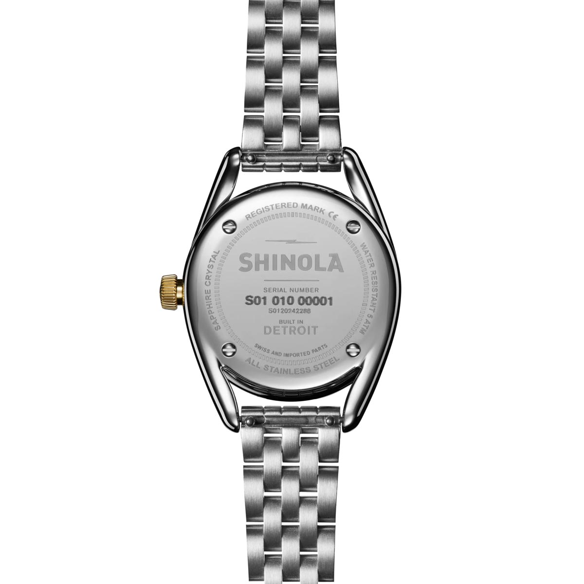 Shinola Derby 2H Watch with White Dial and White and Yellow Stainless Steel Bracelet (quartz movement)