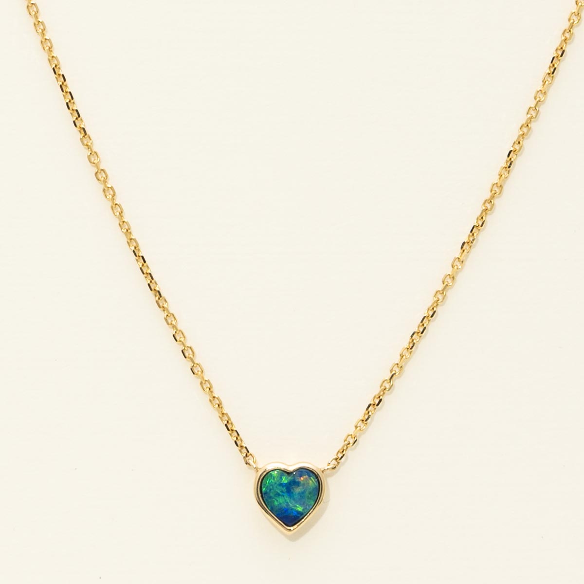 Parlé Heart Shape Australian Opal Doublet Necklace in 14kt Yellow Gold