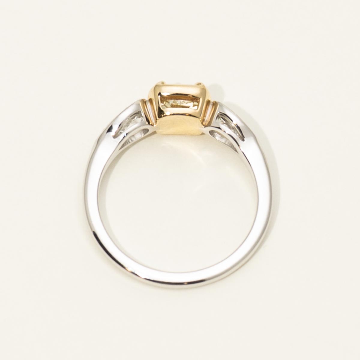 Cushion Cut and Pear Shape Diamond Three Stone Engagement Ring in 14kt White and Yellow Gold (1 5/8ct tw)
