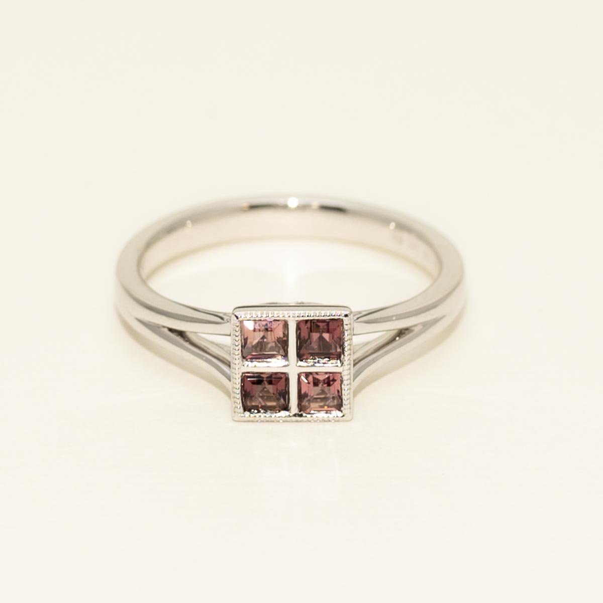 Stained Glass Maine Pink Tourmaline Ring in 14kt White Gold