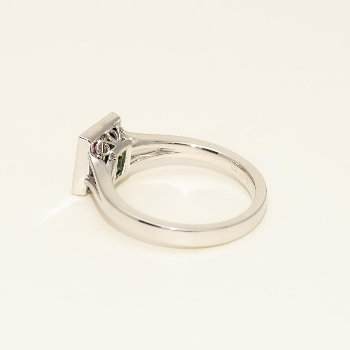 Stained Glass Maine Green and Pink Tourmaline Ring in 14kt White Gold with Diamonds (1/20ct tw)