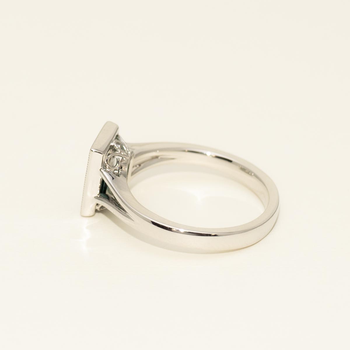 Stained Glass Maine Indicolite and Green Tourmaline Ring in 14kt White Gold