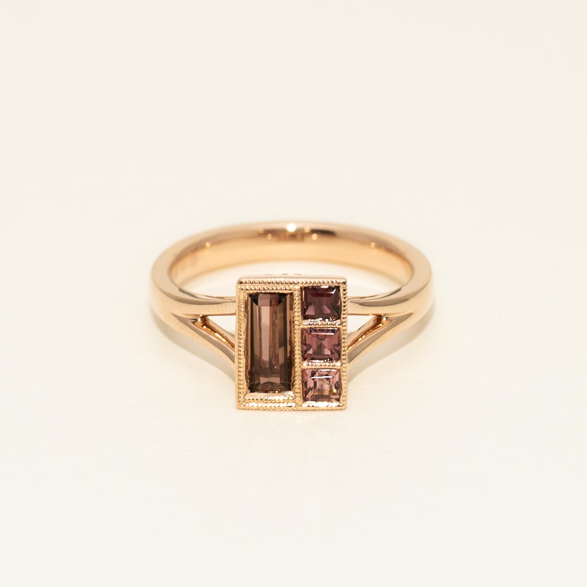 Stained Glass Maine Pink Tourmaline Ring in 14kt Rose Gold