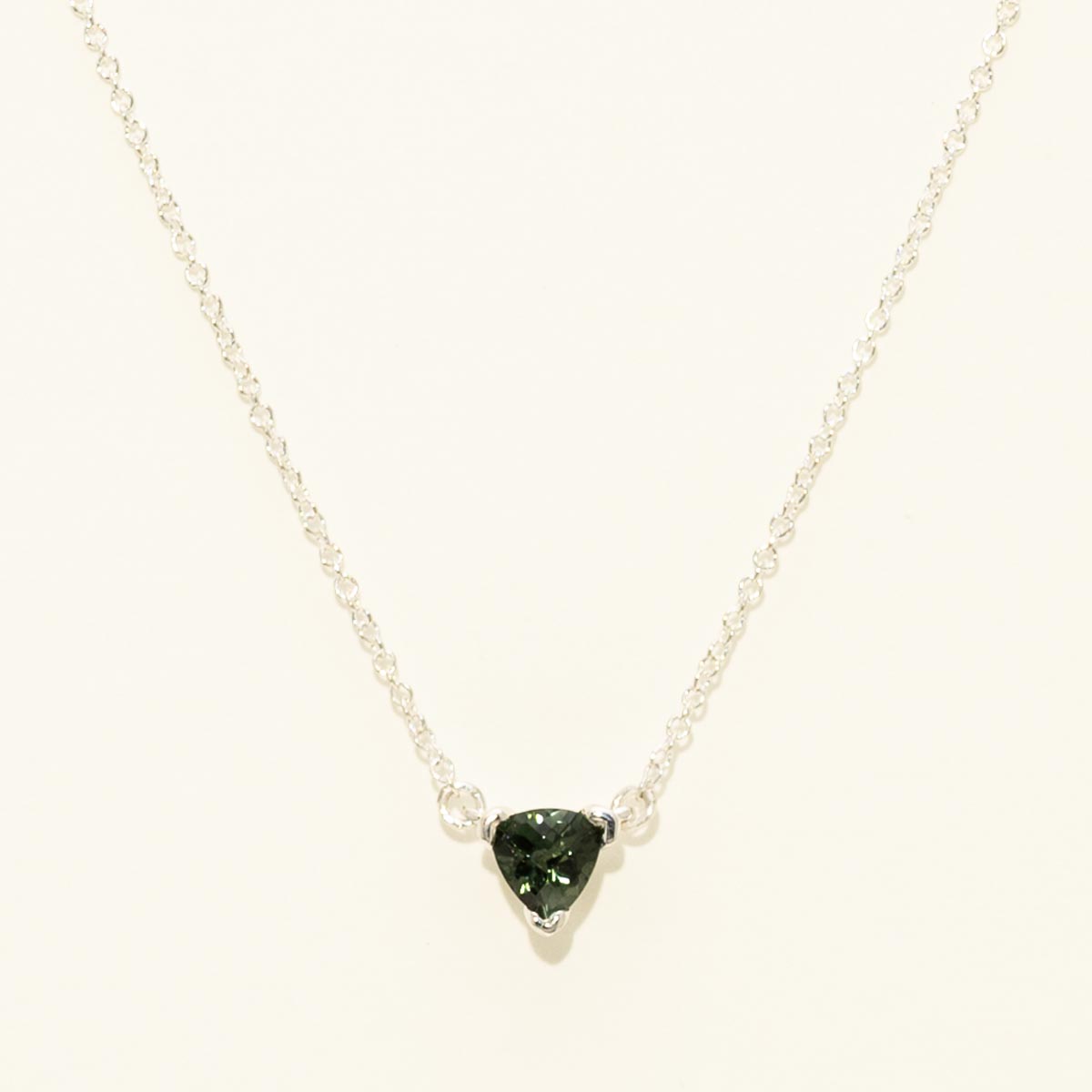 Trillion Cut Maine Green Tourmaline Necklace in Sterling Silver