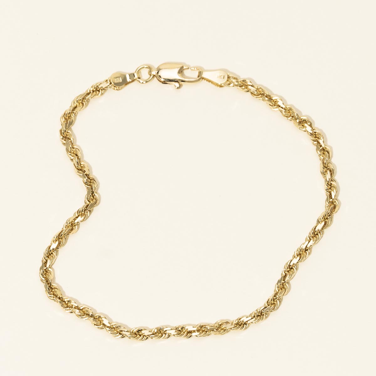Estate Rope Chain Bracelet in 14kt Yellow Gold (7 inches and 2.5mm wide)