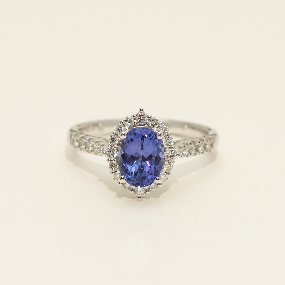 Oval Tanzanite Ring in 14kt White Gold with Diamonds (3/8ct tw)