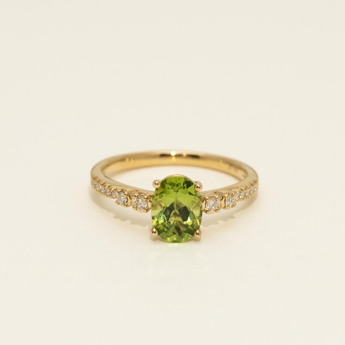 Oval Peridot Ring in 14kt Yellow Gold with Diamonds (1/10ct tw)