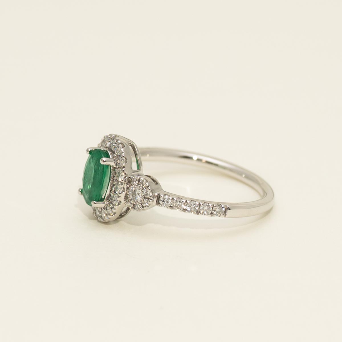 Oval Emerald Ring in 14kt White Gold with Diamonds (3/8ct tw)