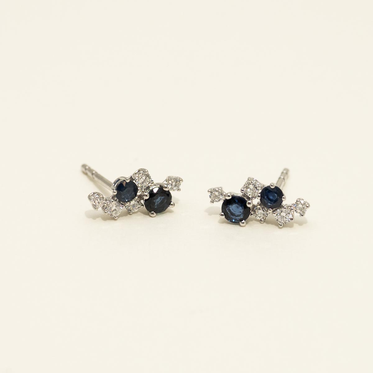 Sapphire Stud Earrings in 14kt White Gold with Diamonds (1/5ct tw)
