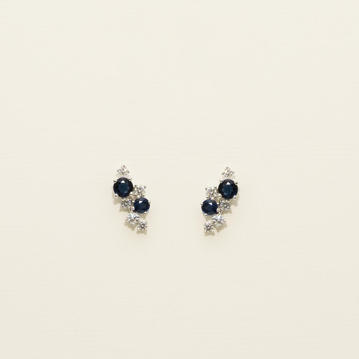 Sapphire Stud Earrings in 14kt White Gold with Diamonds (1/5ct tw)